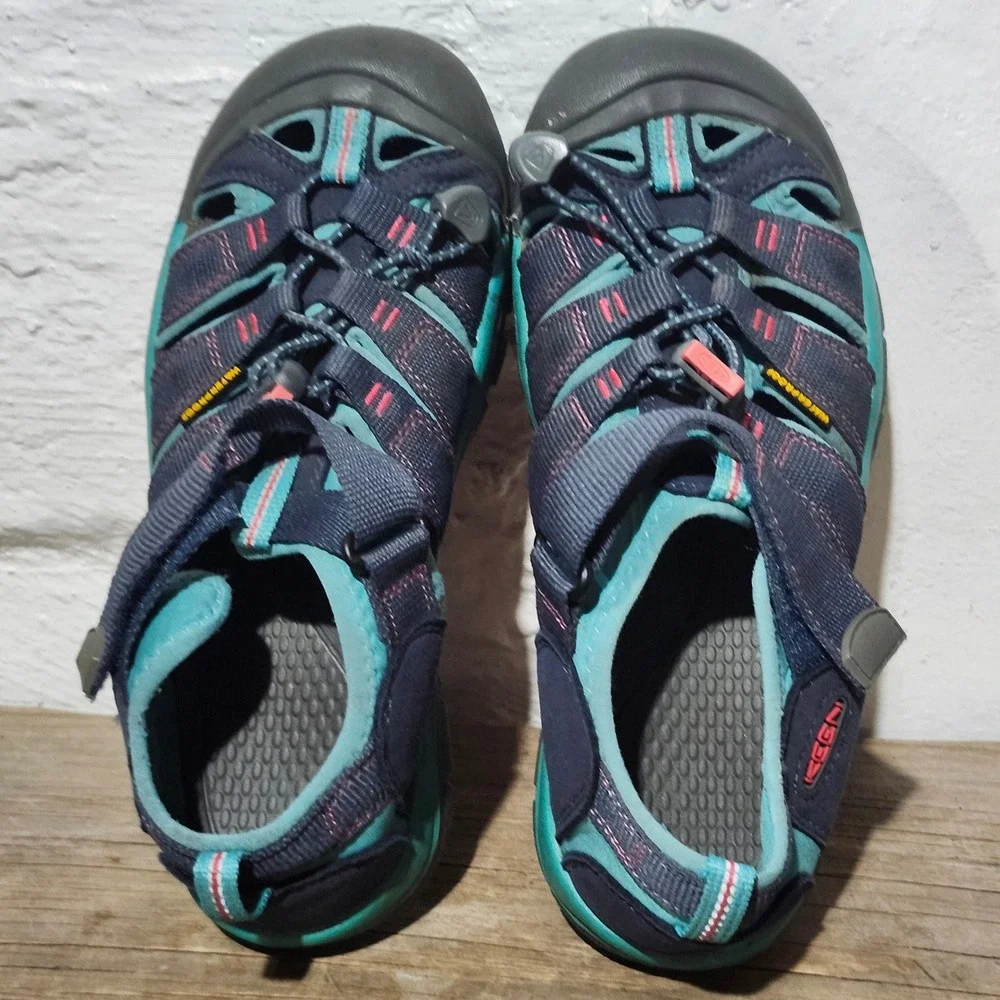 Keen Newport H2 Kids Sandals Navy Teal Pink Waterproof Hiking Shoes Size 5 US